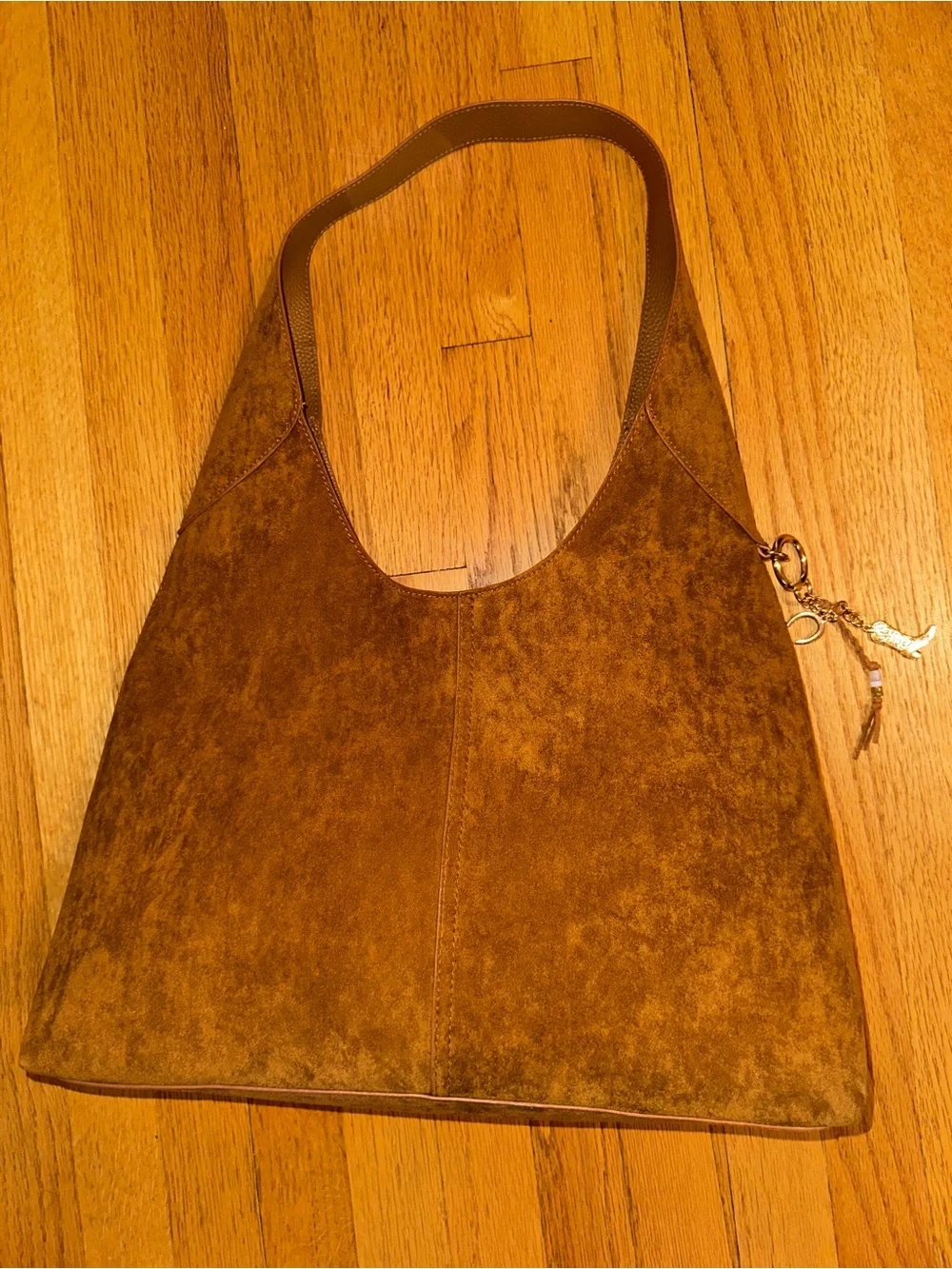 Suede Shoulder Tote Bag in Chestnut Brown